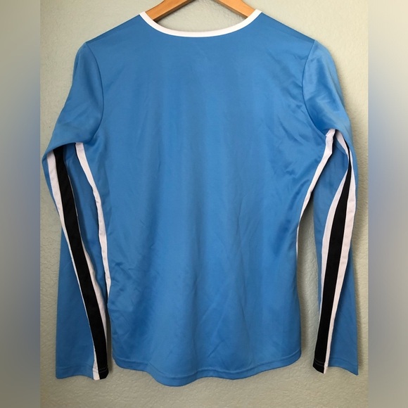Nike Blue V-Neck Long Sleeve Shirt Dri-Fit Women Medium - Picture 2 of 6
